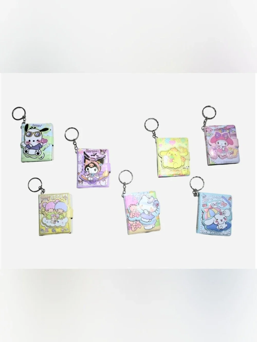 Sanrio Hello Kitty, Kuromi & Friends Mini Notebook Keychains Bundle Of 7